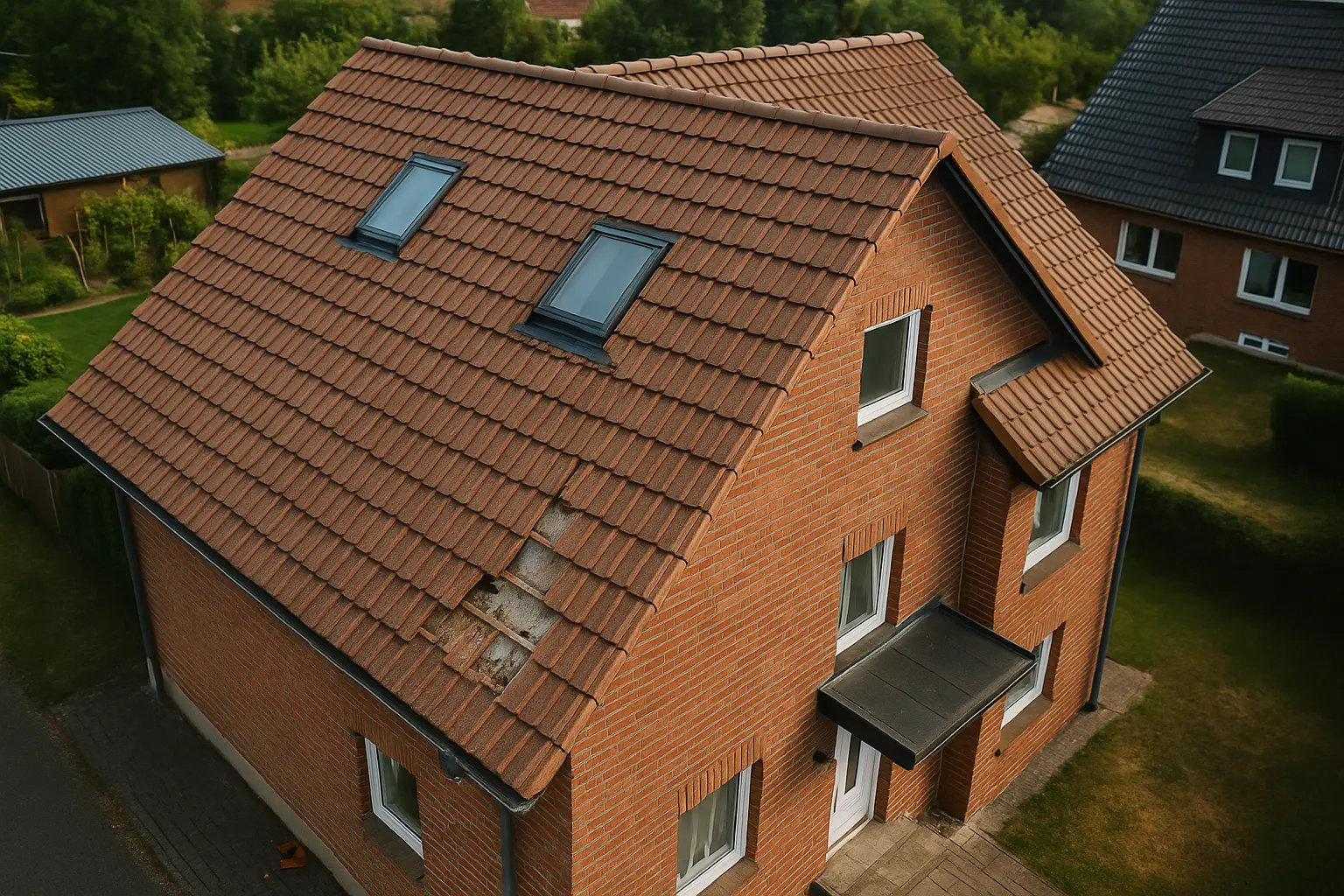 Dachflächenaufmaß und Schadensdokumentation per Drohne in hoher Auflösung